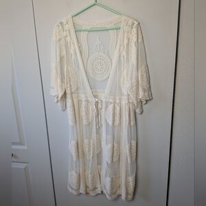 BOHO See Through Robe Cream Color Fairy No Size Tag No Fabric Size S-M-L